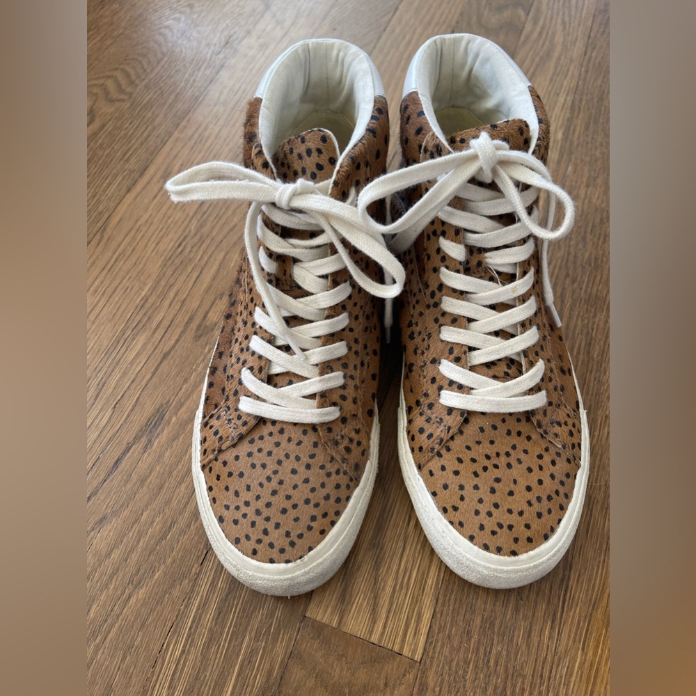 Madewell Sidewalk Spot Dot Genuine calf hair high top sneakers. Womens size 8.5